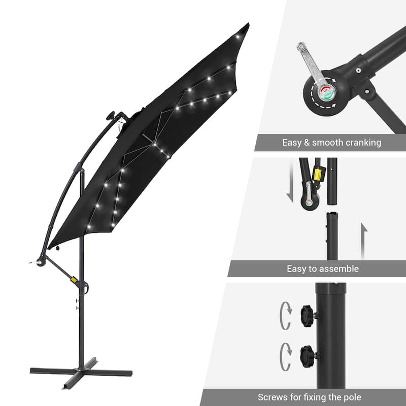 LIVOOSUN Outdoor Patio Umbrella, Square Canopy Offset LED Umbrella