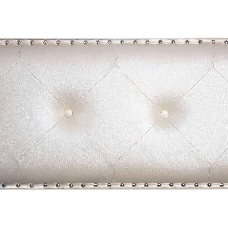 Transitonal Style 4pc Bed Set Diamond Knob Handles LED Lights Cream Finish Bedroom Furniture