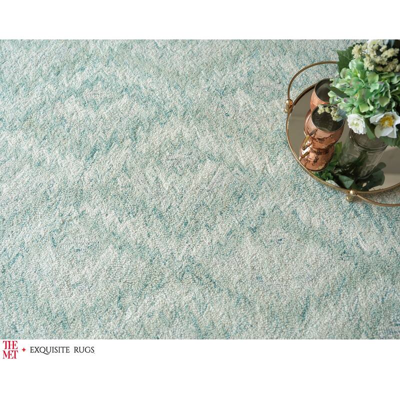 The Met X Exquisite Rugs Bargello Turquoise Area Rug