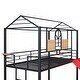 preview thumbnail 31 of 30, House Design Twin Over Twin Metal Bunk Bed with Slide