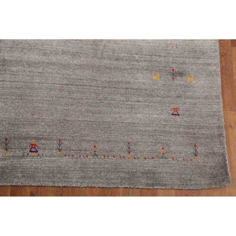 Tribal Gabbeh Indian Rug Hand-Knotted Wool Carpet - 9'1"x 11'6"