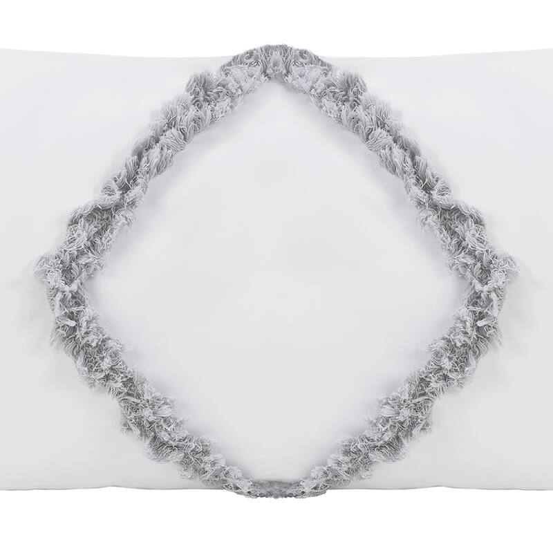 Sweet Jojo Designs Bohemian Boho Chic Body Pillow Case (Pillow Not Included) Grey White Farmhouse Shabby Macrame Trim Minimalist
