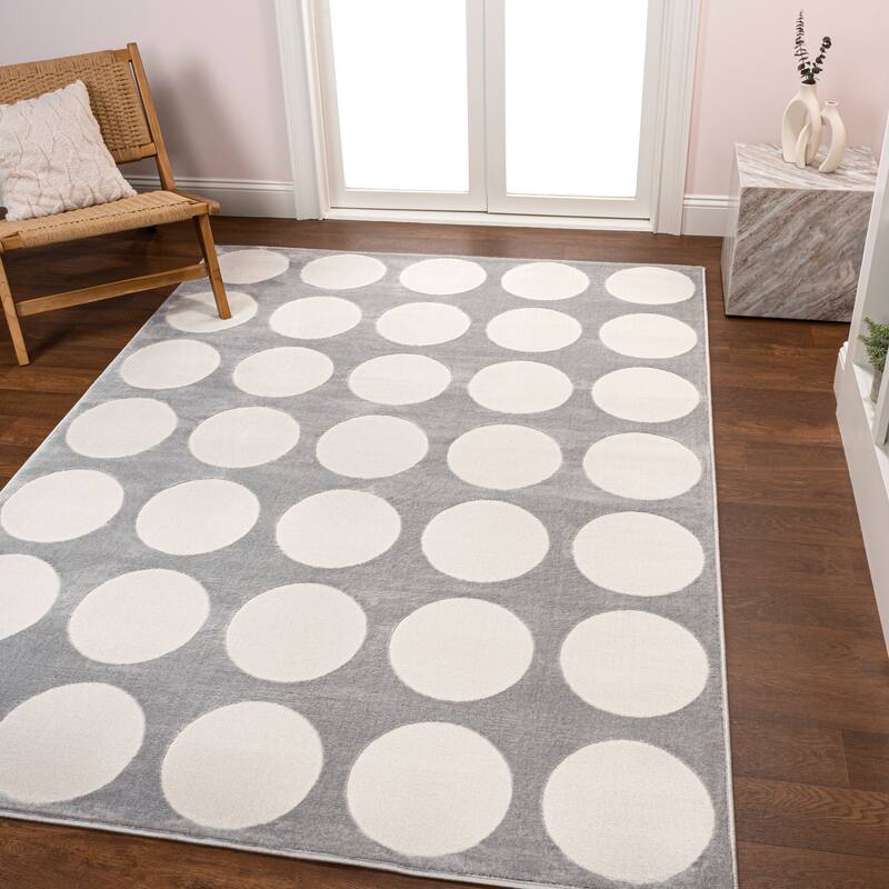 JONATHAN Y Damon Modern Geometric Circle Dot High-Low Area Rug
