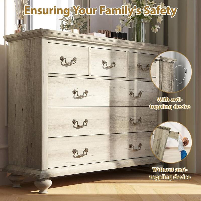 Rustic 9 Drawers Dresser for Bedroom, Living Room