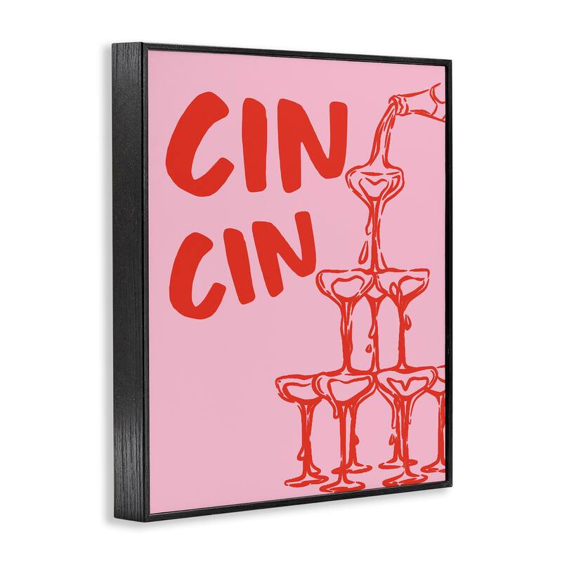 Stupell Cin Cin Champagne Tower Framed Giclee Art Design By House of Lulu