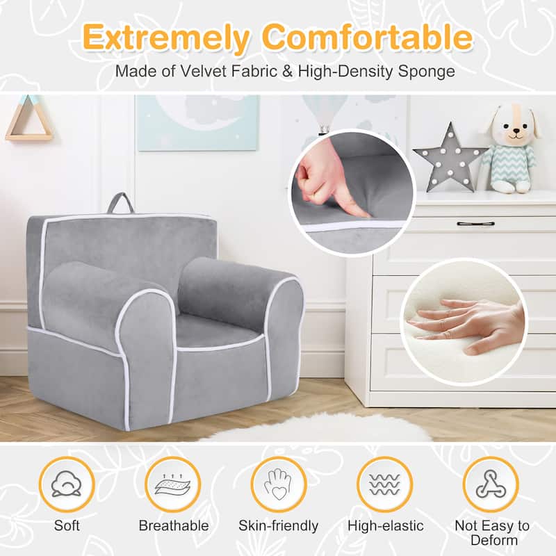 Kids Sofa Toddler Foam Filled Armchair w/ Velvet Fabric Baby