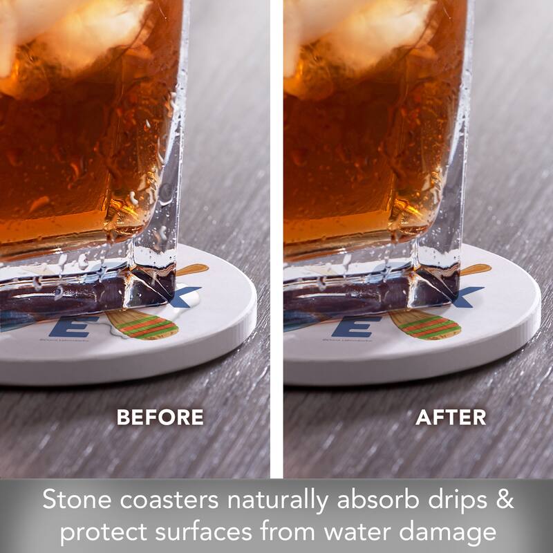 Lake Livin 4 Pack Absorbent Stone Coasters with Protective Cork Backing Made in The USA Absorbent Easily Wipes Clean