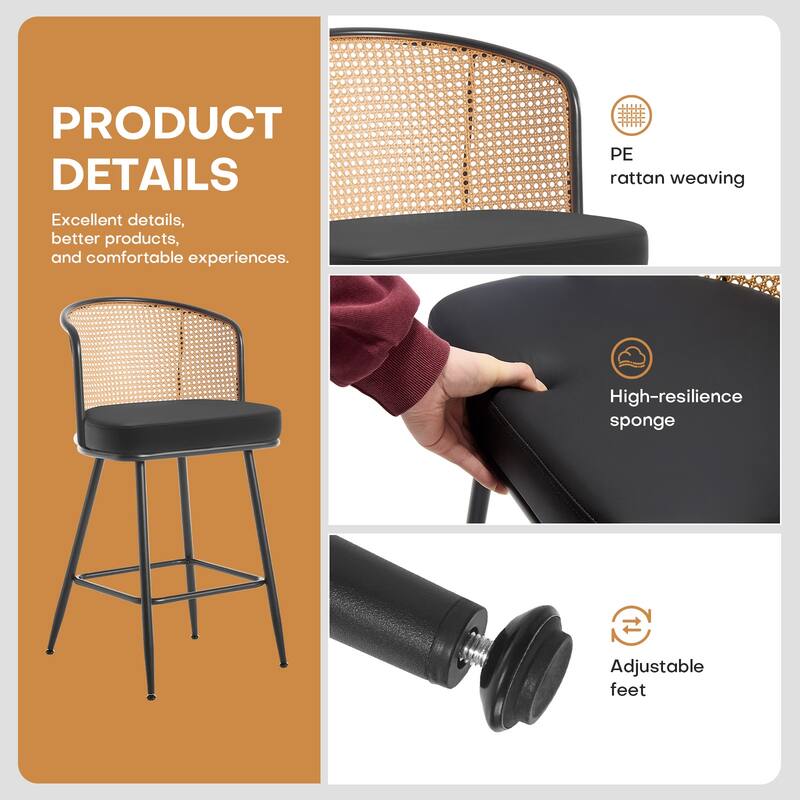 26"/29" Rattan Upholstered Bar Stool /Counter Stools Set of 2/3/4