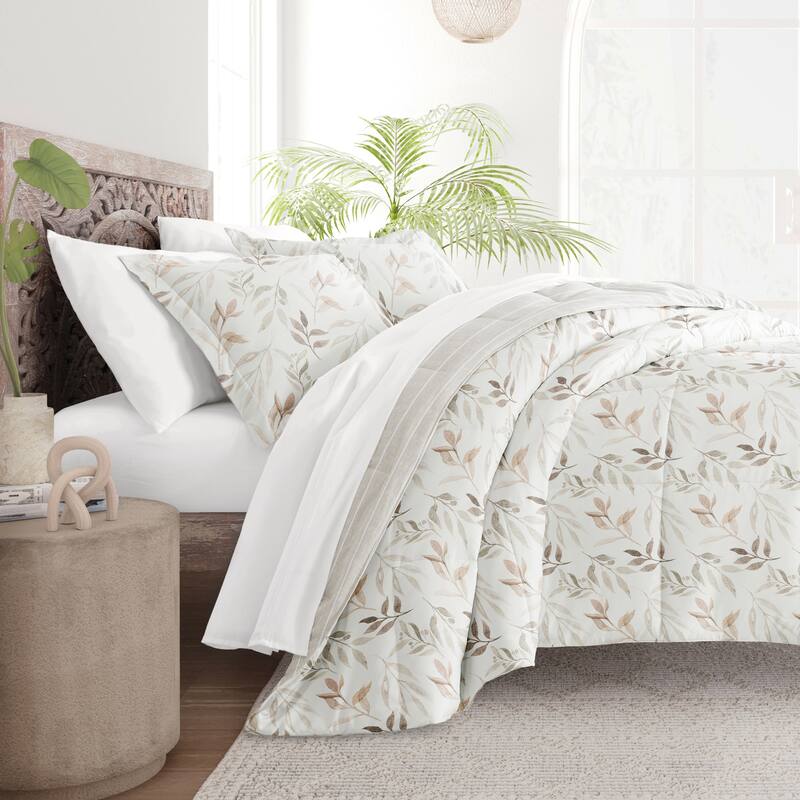 Becky Cameron Foliage Stripe Pattern Reversible Comforter Set