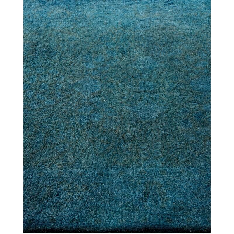 Overton Hand Knotted Wool Vintage Inspired Modern Contemporary Overdyed Blue Area Rug - 3' 2" x 5' 1"