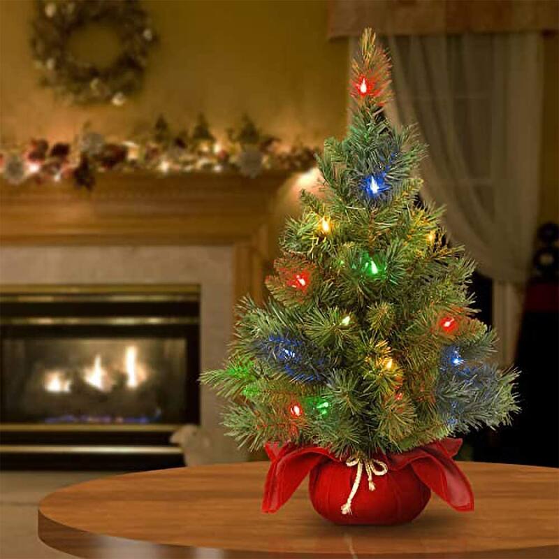 National Tree Company 2 Ft Artificial Christmas Majestic Fir w/ Colored Lights - 2.82
