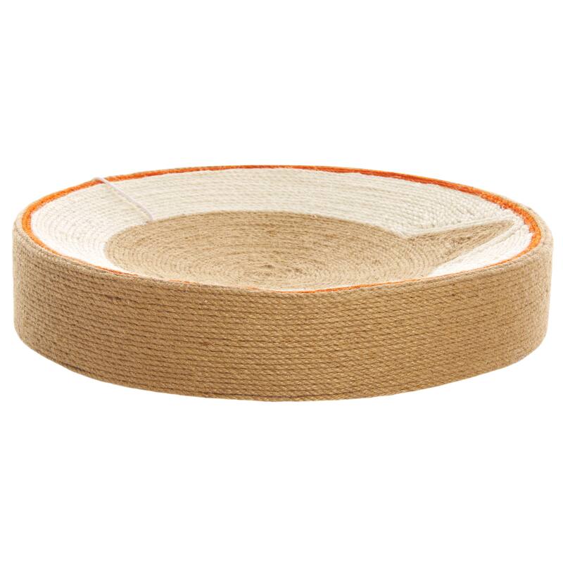 SAFAVIEH Home Natural Rust 18"W x 18"L x 4"H Cat Scratch Toy Round Jute Nest - 18''W x 18''L x 4''H