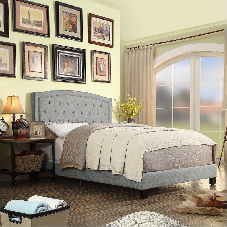 Moser Bay Home Aletheia Tufted Upholstered Bed, Solid Wood Platform Bed
