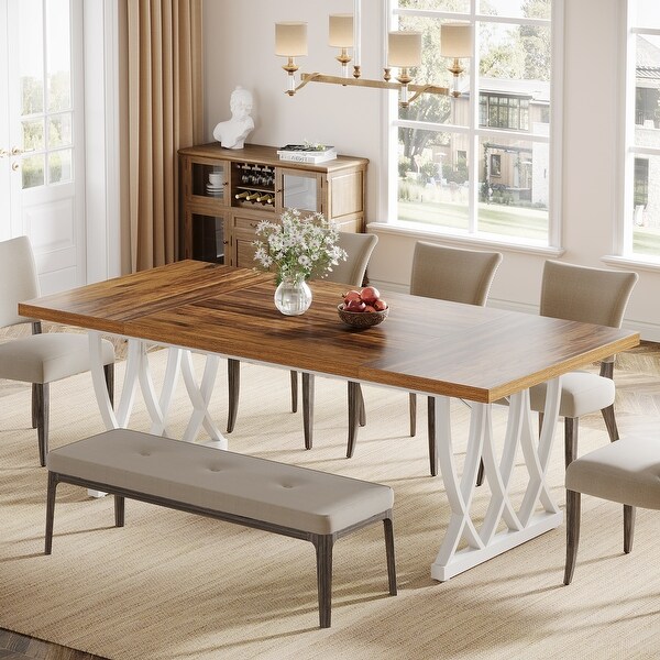 Dining Table with Curved Legs, Thick Tabletop, Low Frame - Bed