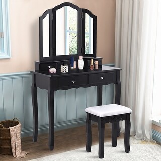 Shop Costway Vanity Makeup Dressing Table Set Bathroom W