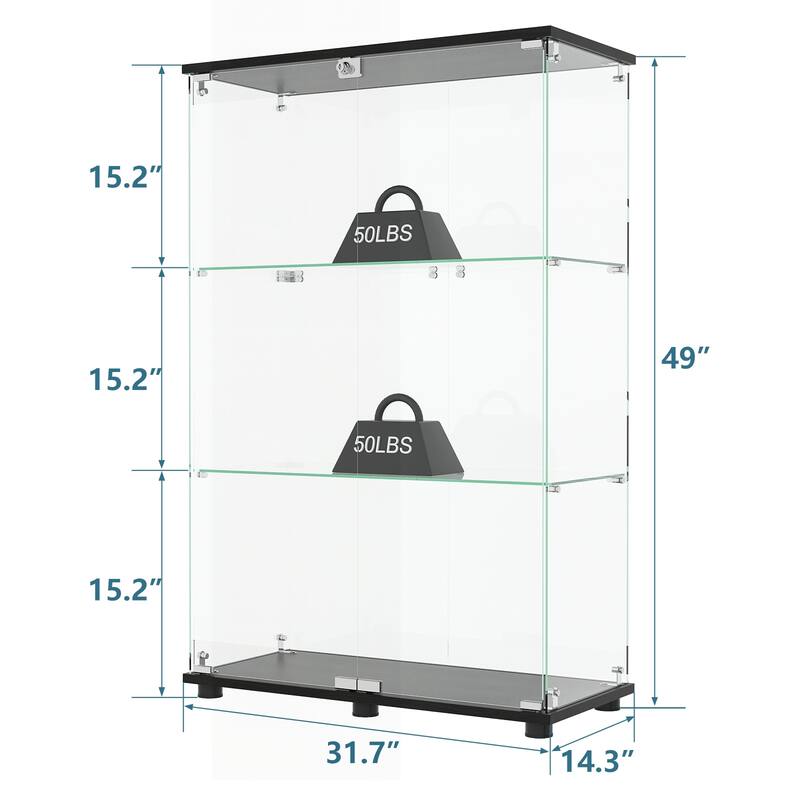 Versatile Lockable Glass Display Cabinet for Various Rooms and Collections
