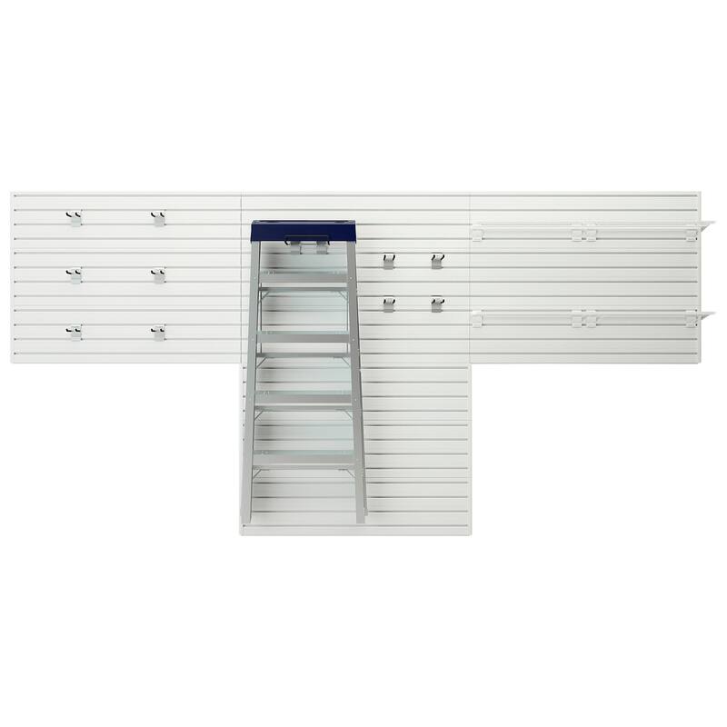 16 Piece Slatwall Panel, Hook, Shelf Storage Set