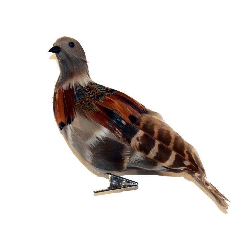 6" Feathered Christmas Artificial Turtledove with Clip, Set of 2 - 6