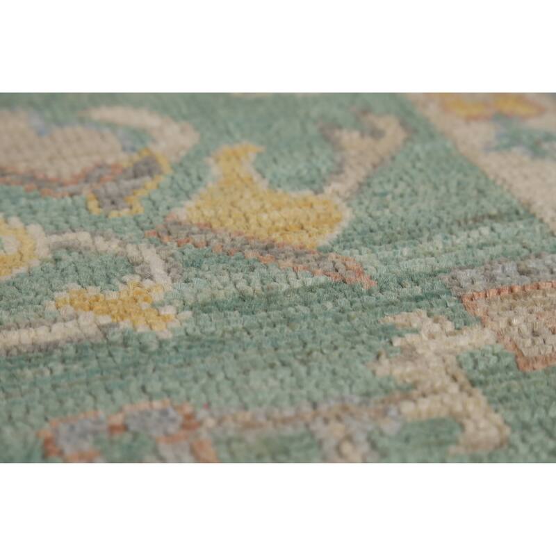 Hand Knotted Oriental 100% Wool Carpet Transitional All-Over Navy Blue & Blues Oushak Area Rug - 10' 2'' X 8' 5''
