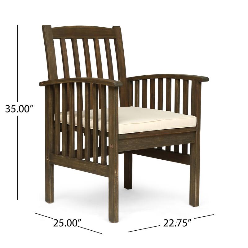 Acacia Wood Dining Chair with Cushions Set of 2