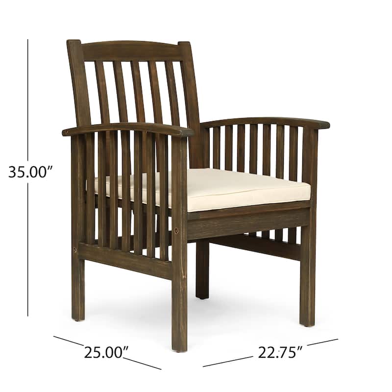 Casa Outdoor Acacia Wood Dining Chairs with Cushions (Set of 2) by Christopher Knight Home