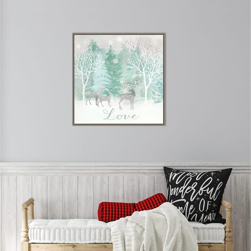Peace on Earth Silver III by Cynthia Coulter Canvas Art Framed - 22 x 22 in