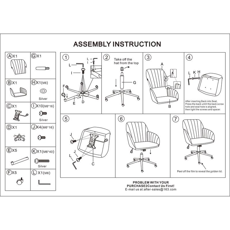 Adjustable Office Chair, Home Bedroom, Ergonomic Swivel Chair, Backrest Seat, Comfortable for Long Sitting