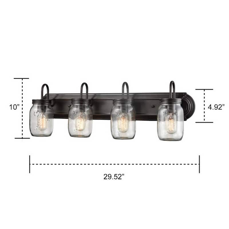 Rennes Industrial Mason Jar Bathroom Wall Sconces Bronze Finish 4-Light