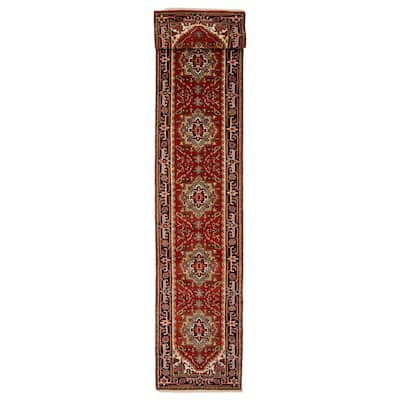 ECARPETGALLERY Hand-knotted Serapi Heritage Red Wool Rug - 2'7 x 29'8