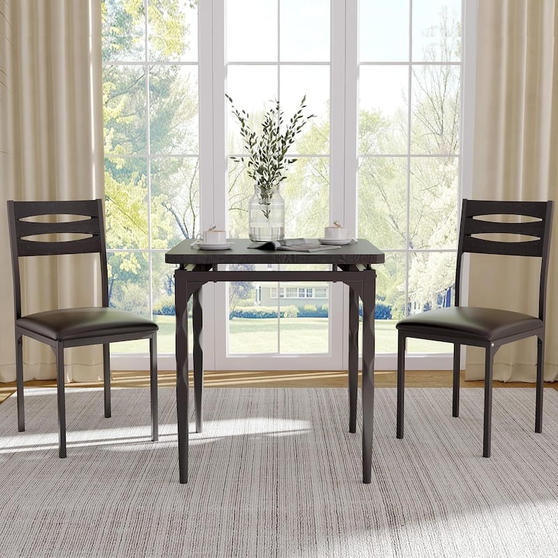 Dining Table Set for 2 with Spiral Table Legs for Small Spaces Kitchen Apartment - Black
