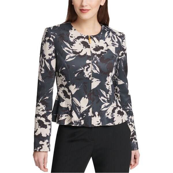 DKNY Womens Collarless Jacket, grey, 2. Opens flyout.