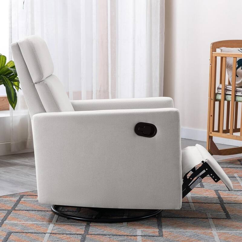 Modern 360° Swivel Sliding Linen Upholstered Recliner