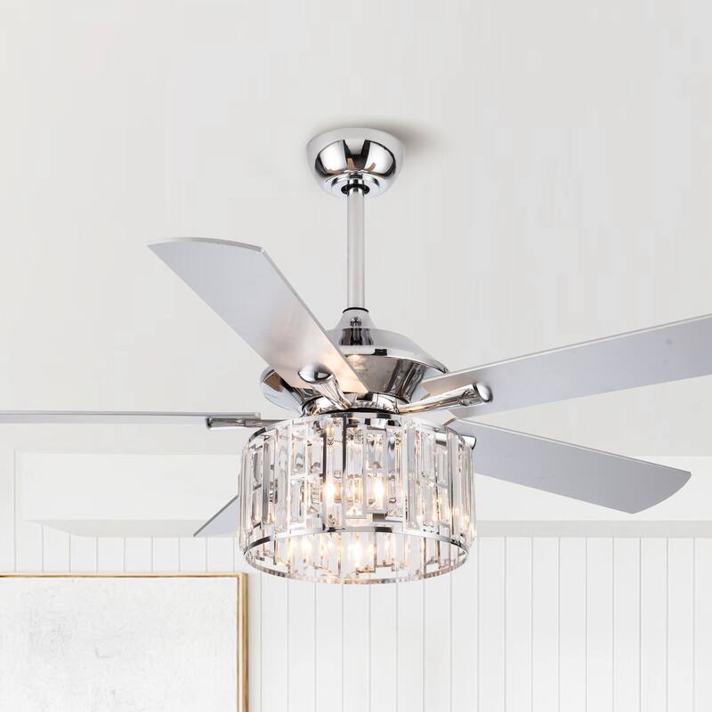 52" Chrome 5-Blade Reversible Ceiling Fan with Remote - 52 in - Chrome