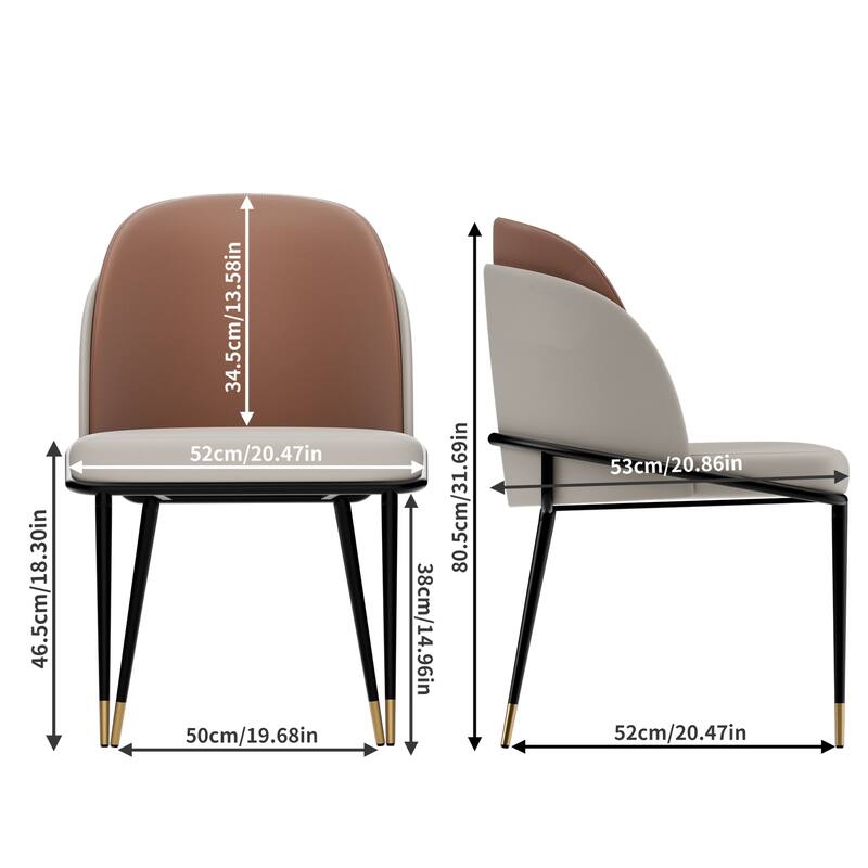 Set of 2 Microfiber Leather Upholstered Dining Chairs with Metal Legs - 20"x21"x32"