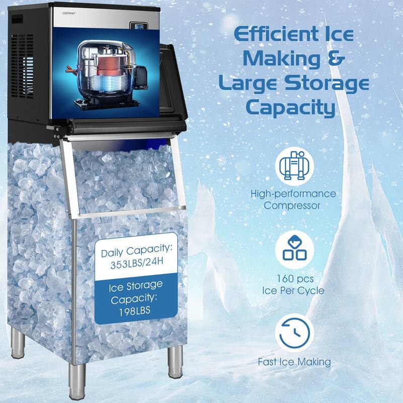 Costway Split Commercial Ice Maker 353LBS/24H Ice Machine w/ 198 LBS - See Details