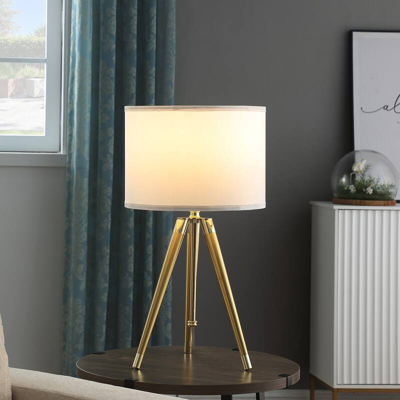 Adjustable Heigh Shiny Brass Modern Tripod Table Lamp