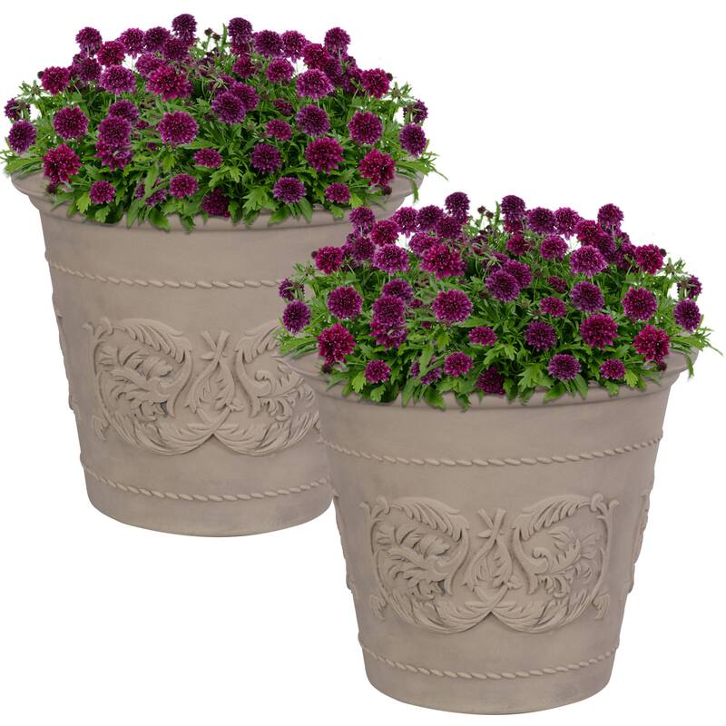 Arabella Outdoor Flower Pot Planter - Beige - 20-Inch - 2-Pack - 2