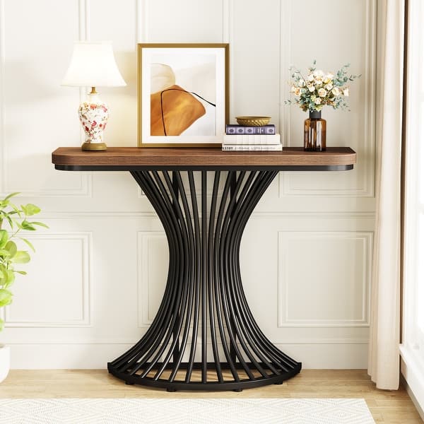39-Inch Industrial Console Entryway Table Small Sofa Accent Table with ...