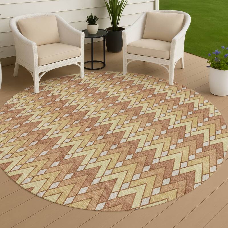 Machine Washable Indoor/ Outdoor Modern Baxter Chantille Rug - Paprika - 8' x 8'