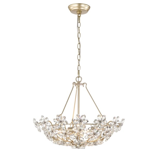 Rosa Glam 3-Light Daisy Crystal Glass Flower Chandelier - On