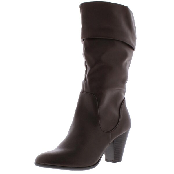 womens black leather boots mid calf