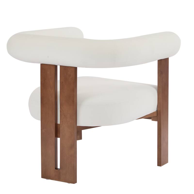 Roomfitters Modern Upholstered Round Arm Accent Chair with Wood Frame,