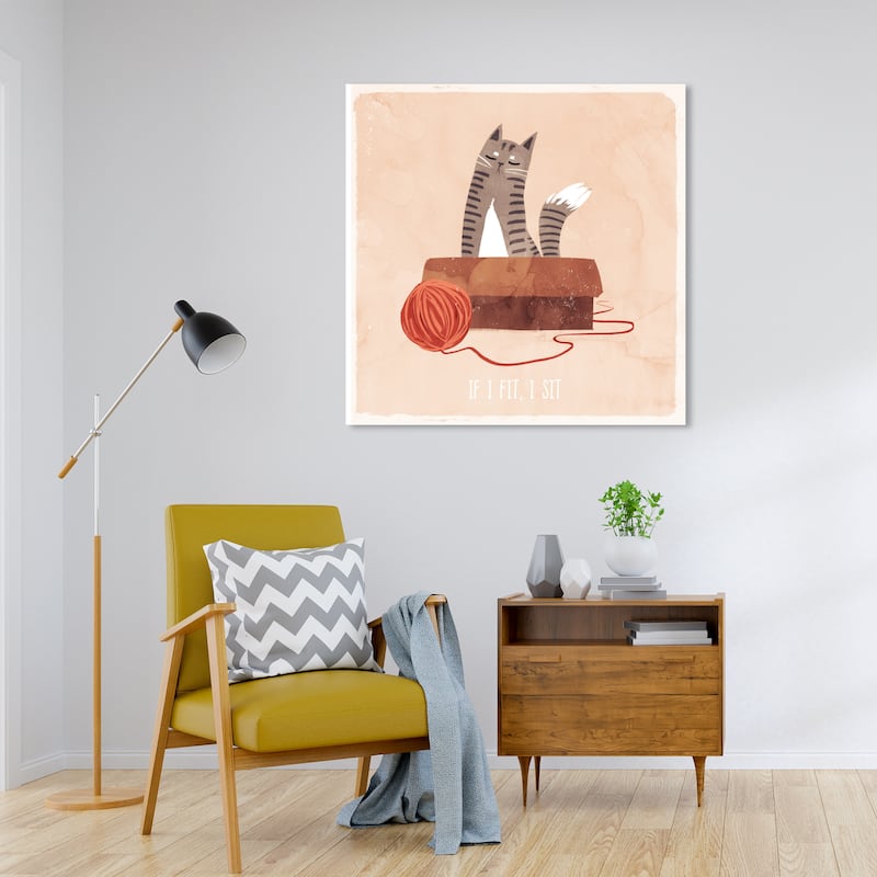 Wynwood Studio Canvas Animals If I fit Brown and Modern & Contemporary Wall Art Canvas Print - 30 x 30