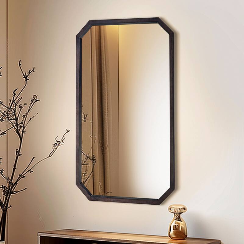 Octagon Panel Black Framed Wall Mirror - 28" x 48"