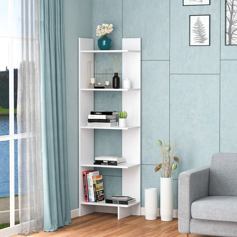 5 Shelf Bookcase Freestanding Display Shelf Decorative Storage Shelf