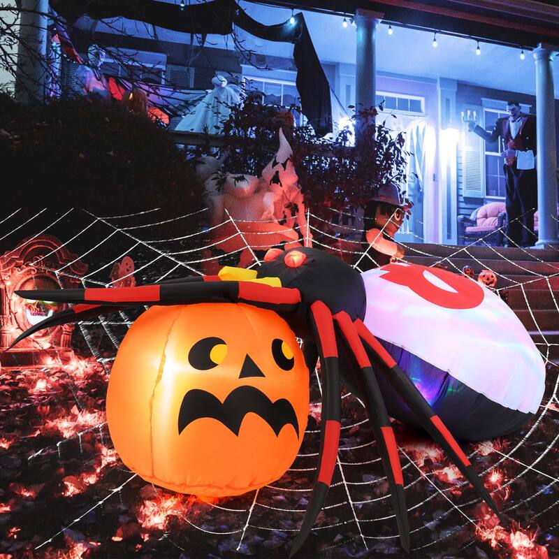 Costway 5 x 4.6 ft Inflatable Spider w/ Pumpkin LED Lighted Halloween - See Details
