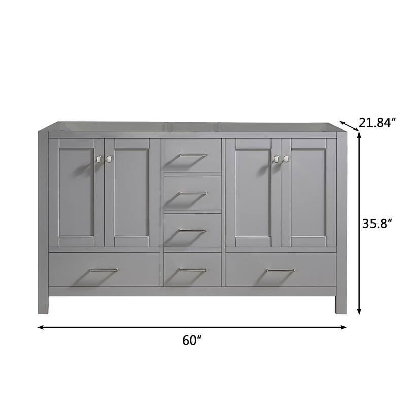 BATHLET 60 inch Quartz Countertop Double Sink Bathroom Vanity Set
