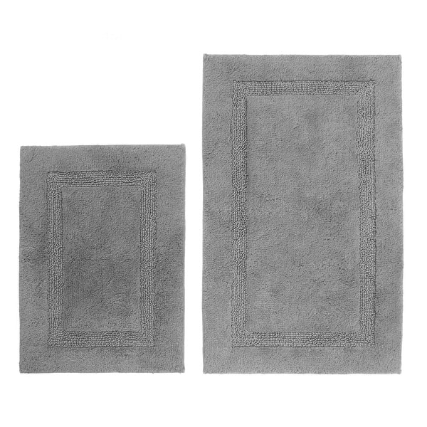 Nautica Peniston 2 Piece Cotton Bath Rug Set - Grey