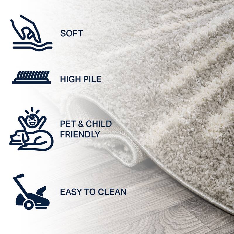 JONATHAN Y Arenal Diamond Stripe Geometric Shag Area Rug