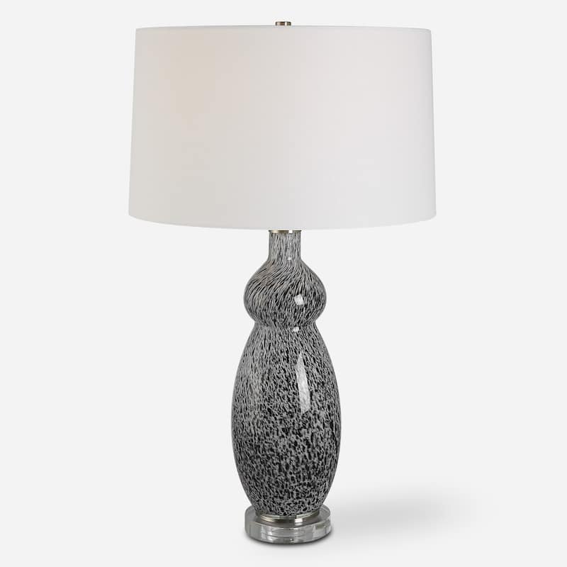 Curvy Glass Table Lamp with Tapered Shade - 29" - Black